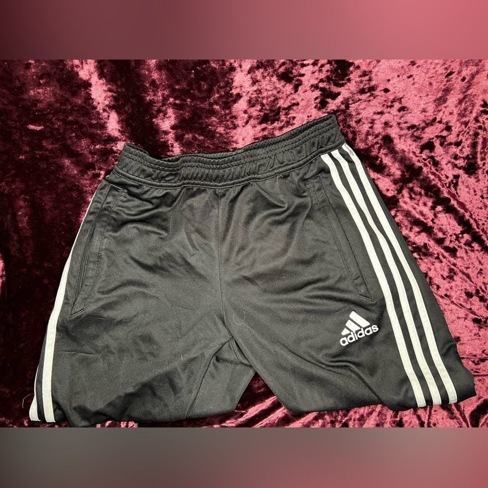 Cute *WORN* Adidas Joggers slight tear in the fabric with STAIN ON HIP